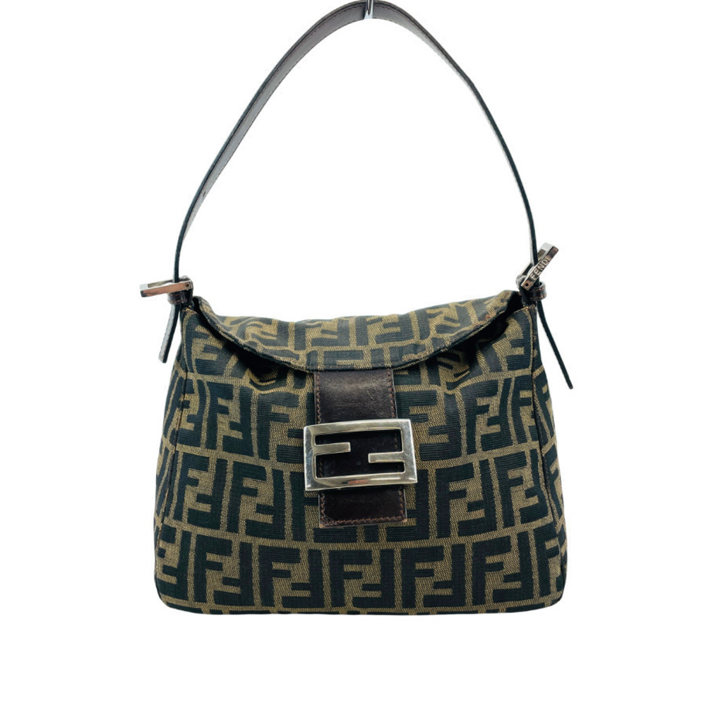 FENDI Zucca Hobo Bag Canvas Brown
